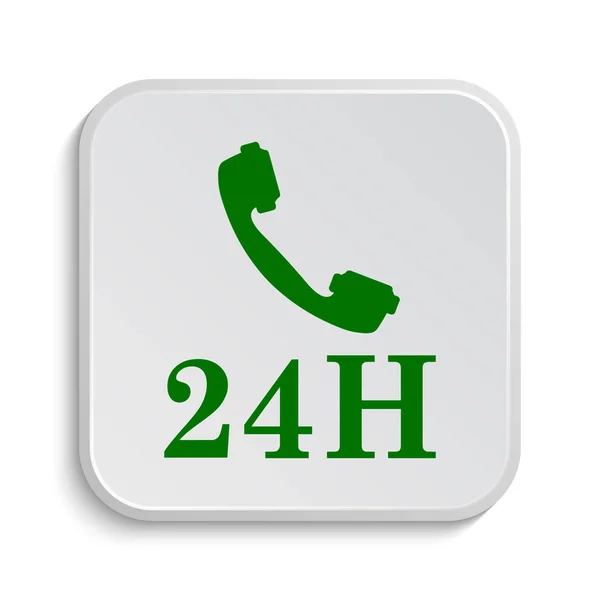 Ícone Telefone 24H Botão Internet Fundo Branco — Fotografia de Stock