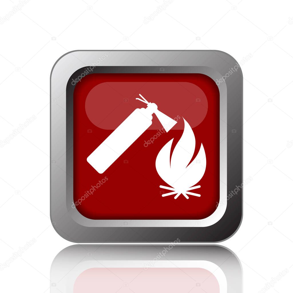 Fire icon. Internet button on white backgroun