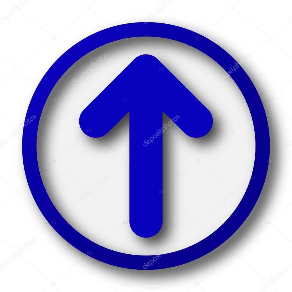 Up arrow icon. Blue internet button on white background