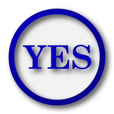 Simge Evet. Beyaz zemin üzerine mavi Internet düğme