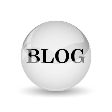 Blog simgesi. Beyaz adam Internet düğmesini