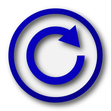 Bir ok simgesi yeniden yükleyin. Beyaz zemin üzerine mavi Internet düğme