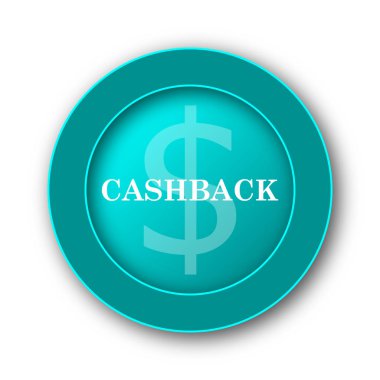 Cashback simgesi. Beyaz adam Internet düğmesini