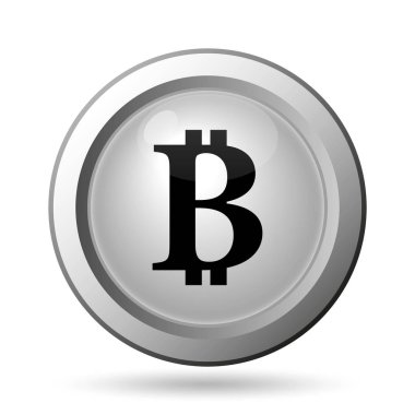 Bitcoin simgesi. Beyaz arka plan üzerinde Internet düğmesi