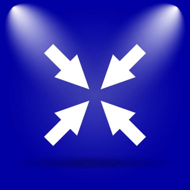 Çıkış tam ekran simgesini. Mavi arka plan üzerinde düz simgesi