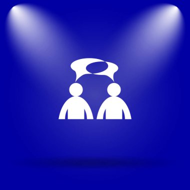 Yorumlar simgesine. Mavi arka plan düz simgesi. -Erkekler balon