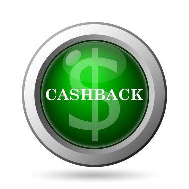 Cashback simgesi. Beyaz adam Internet düğmesini