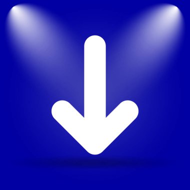 Ok simgesi. Mavi arka plan üzerinde düz simgesi