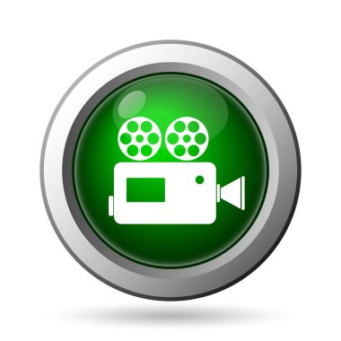 Video kamera simgesi. Beyaz kağıt üstünde Internet düğme