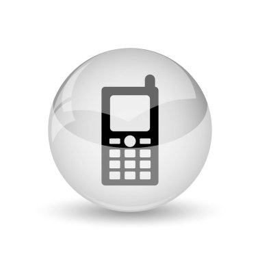 Hareket eden telefon simgesi. Beyaz adam Internet düğmesini