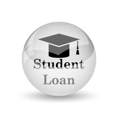 Öğrenci kredi simgesi. Beyaz adam Internet düğmesini