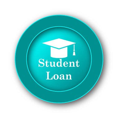 Öğrenci kredi simgesi. Beyaz adam Internet düğmesini