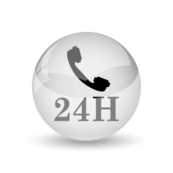 24H Ikona Telefonu Bílé Poza Tlačítko Internet — Stock fotografie