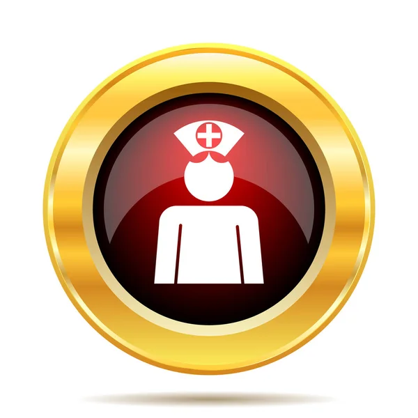 看護師アイコン 白い背景の上のインター ネット ボタン — ストック写真