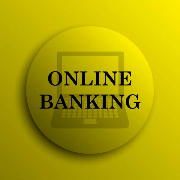 オンライン バンキングのアイコン 黄色のインター ネット ボタン — ストック写真