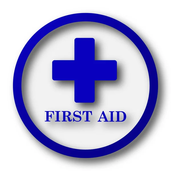 Ikona Pierwszej Pomocy Niebieski Przycisk Internet Białym Tle — Zdjęcie stockowe