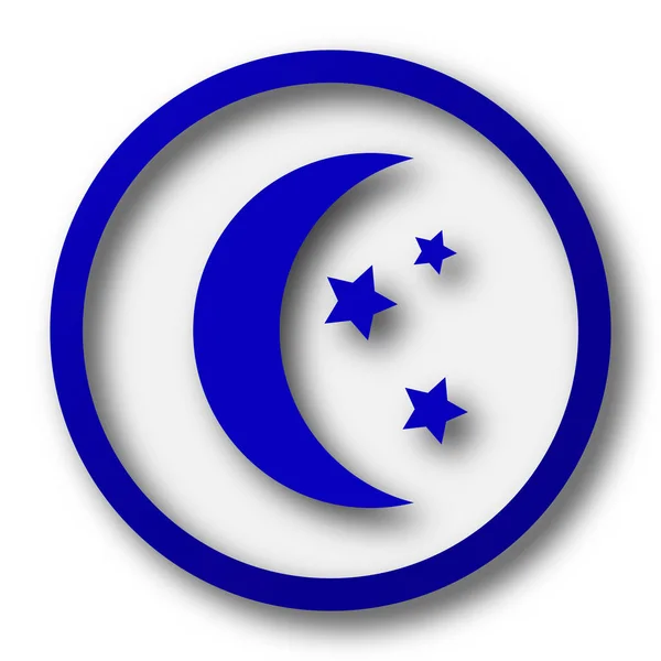 Икона Луны Синяя Кнопка Доступа Интернет Белом Фоне — стоковое фото