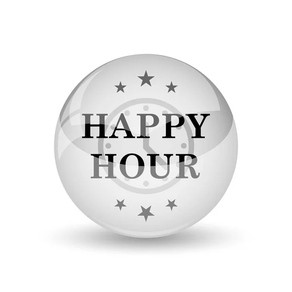 Happy Hour Simgesi Beyaz Adam Internet Düğmesini — Stok fotoğraf