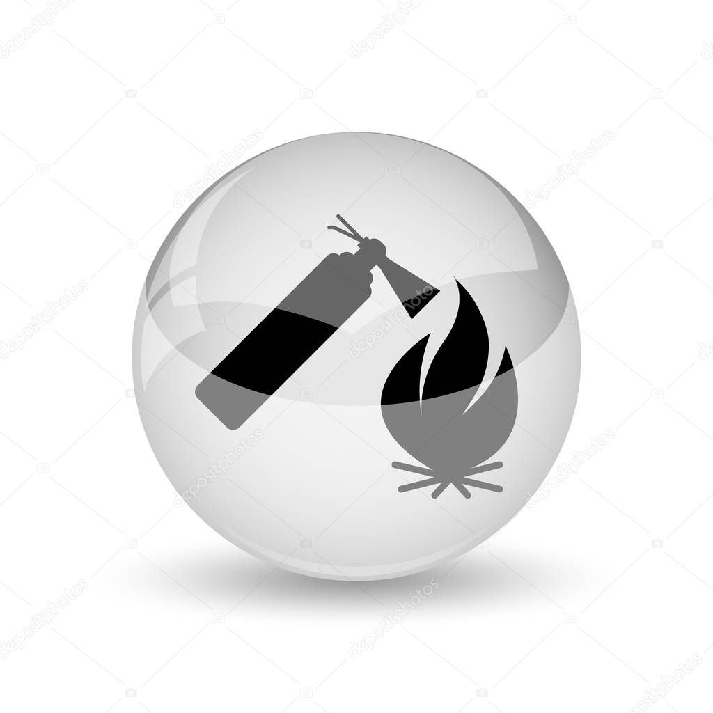 Fire icon. Internet button on white backgroun