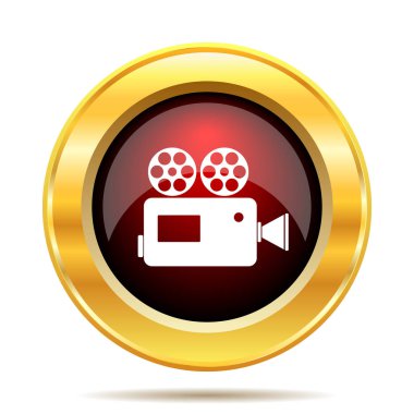 Video kamera simgesi. Beyaz kağıt üstünde Internet düğme