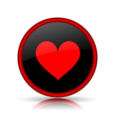 Kalp simgesi. Beyaz arka plan üzerinde Internet düğmesi