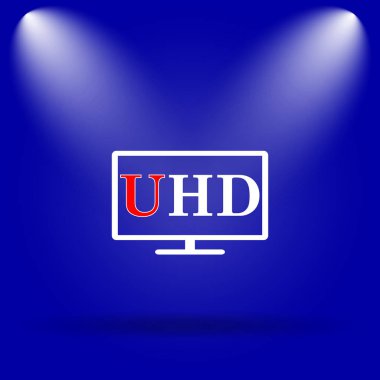 Ultra Hd simgesi. Mavi arka plan üzerinde düz simgesi