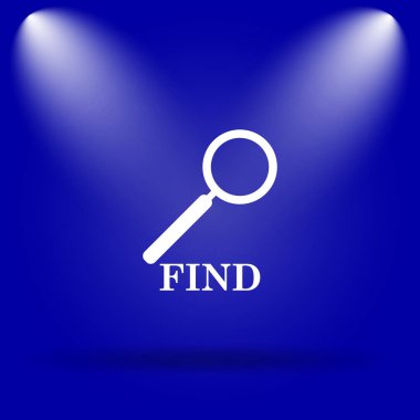 Simgesini bulun. Mavi arka plan üzerinde düz simgesi