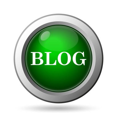 Blog simgesi. Beyaz adam Internet düğmesini