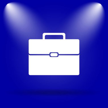 Evrak Çantası'nı simgesi. Mavi arka plan üzerinde düz simgesi