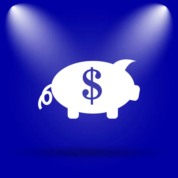 Ahorra Dinero Icono Icono Plano Sobre Fondo Azul — Foto de Stock