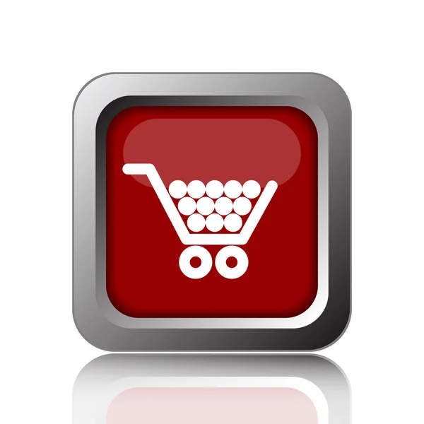 Shopping Cart Pictogram Internet Knop Witte Pagina — Stockfoto