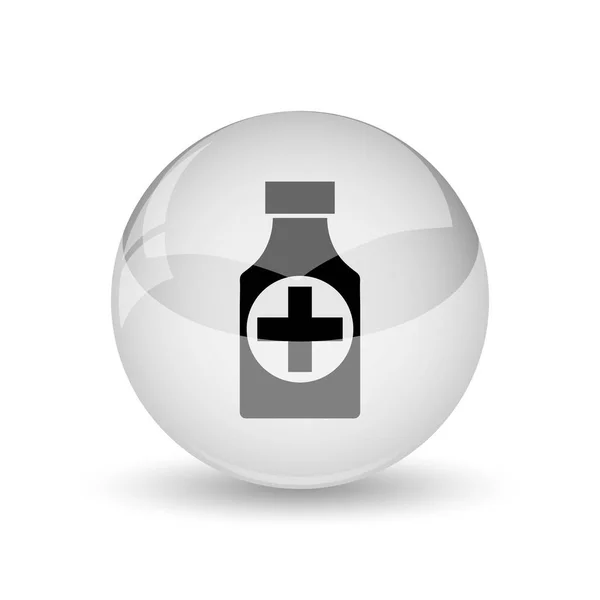 Εικονίδιο Μπουκάλι Χάπια Κουμπί Internet Στο Λευκό Backgroun — Φωτογραφία Αρχείου