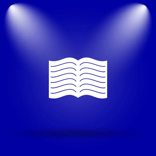 Book icon. Flat icon on blue background