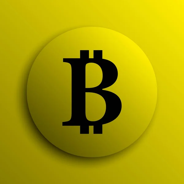 Icono Bitcoin Botón Amarillo Internet —  Fotos de Stock