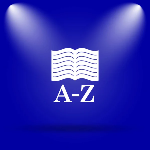 A-Z book icon. Flat icon on blue background