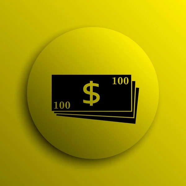 货币图标 黄色互联网按钮 — 图库照片
