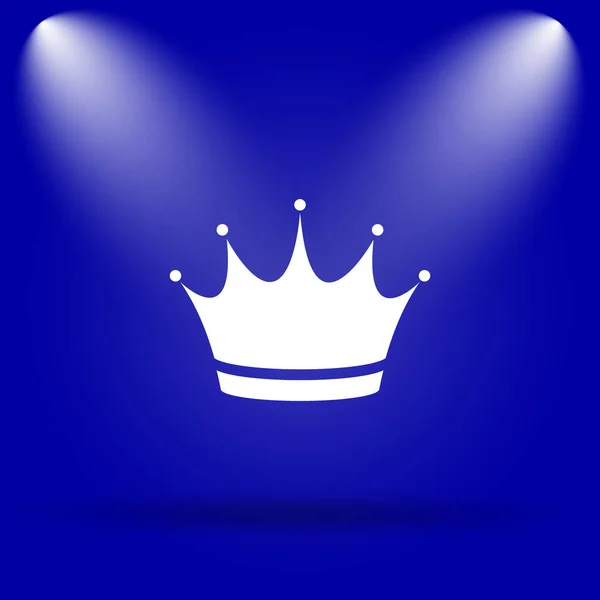 皇冠图标 蓝色背景上的平面图标 — 图库照片