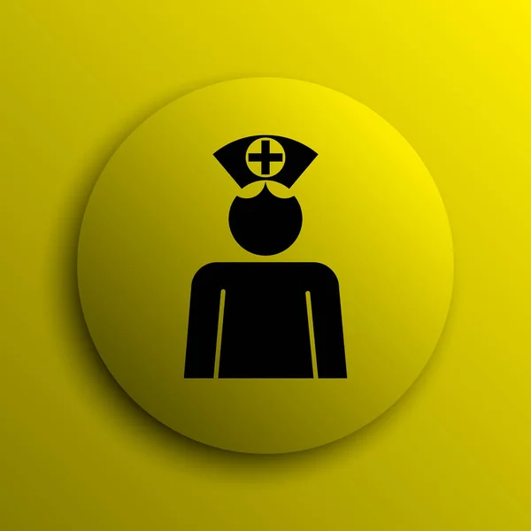 Icône Infirmière Bouton Internet Jaune — Photo