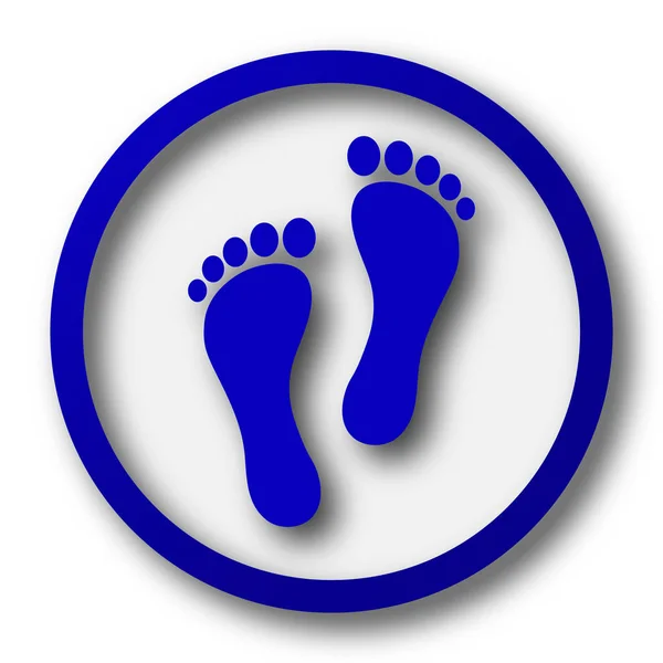 Значок Отпечатка Ноги Синяя Кнопка Доступа Интернет Белом Фоне — стоковое фото