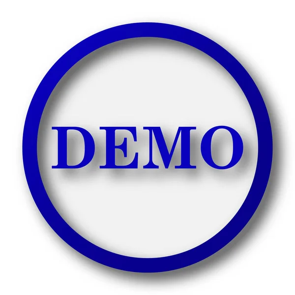 Demo Ikona Modré Tlačítko Internet Bílém Pozadí — Stock fotografie