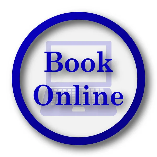 Ikona Knihy Online Modré Tlačítko Internet Bílém Pozadí — Stock fotografie
