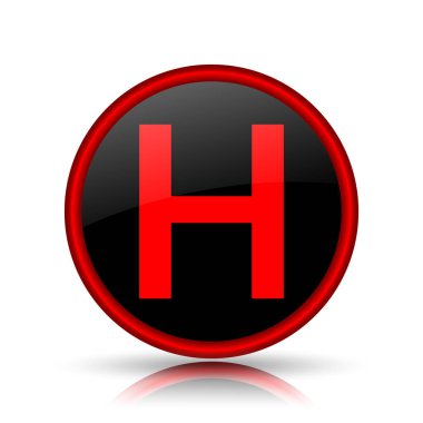 Hastane simgesi. Beyaz arka plan üzerinde Internet düğmesi