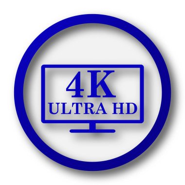 4 k ultra Hd simgesi. Beyaz zemin üzerine mavi Internet düğme