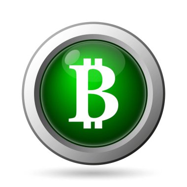 Bitcoin simgesi. Beyaz adam Internet düğmesini