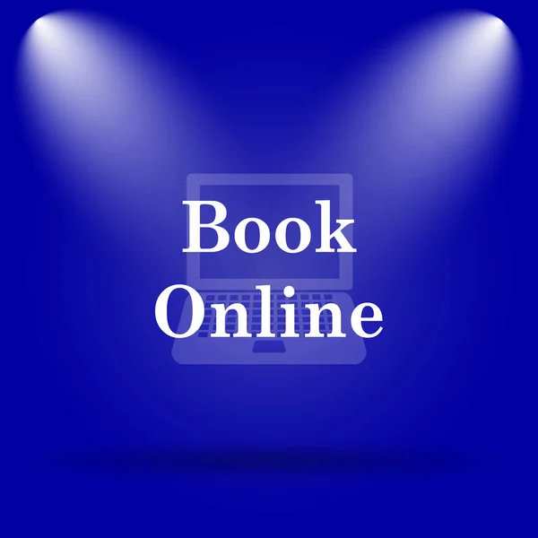 Kitap Online Simgesi Mavi Arka Plan Üzerinde Düz Simgesi — Stok fotoğraf