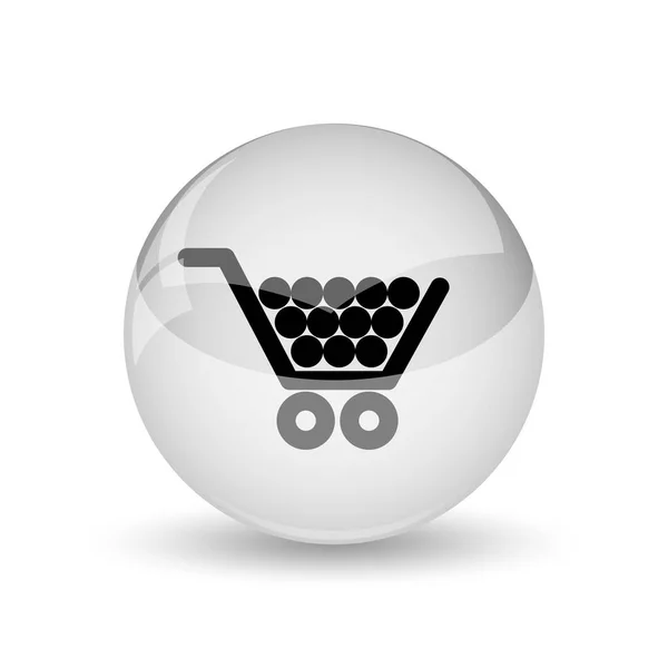 Shopping Cart Pictogram Internet Knop Witte Pagina — Stockfoto