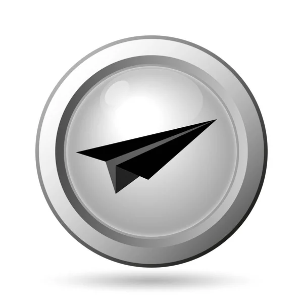 紙飛行機のアイコン 白い背景の上のインター ネット ボタン — ストック写真
