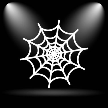 Örümcek web simgesi. Siyah arka plan üzerine Internet düğmesi