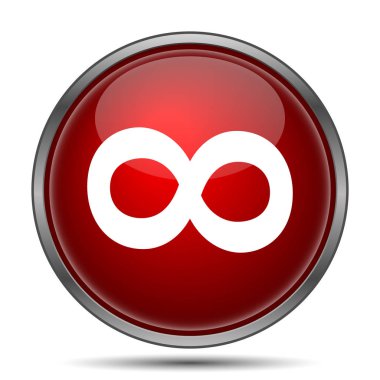 Sonsuzluk işareti simgesi. Beyaz arka plan üzerinde Internet düğmesi