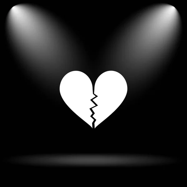Kırık Kalp Simgesi Siyah Arka Plan Üzerine Internet Düğmesi — Stok fotoğraf